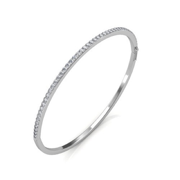 1ct White Gold Bangle - Picture 4 of 14